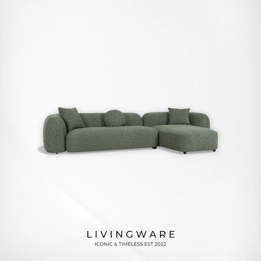 livingware furniture amazon green 3seater right chaise sofa