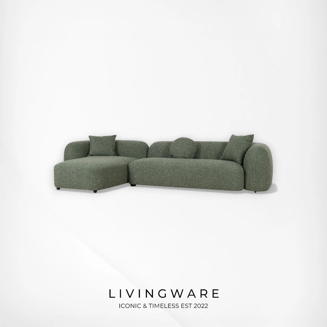 livingware furniture amazon green 3seater left chaise sofa