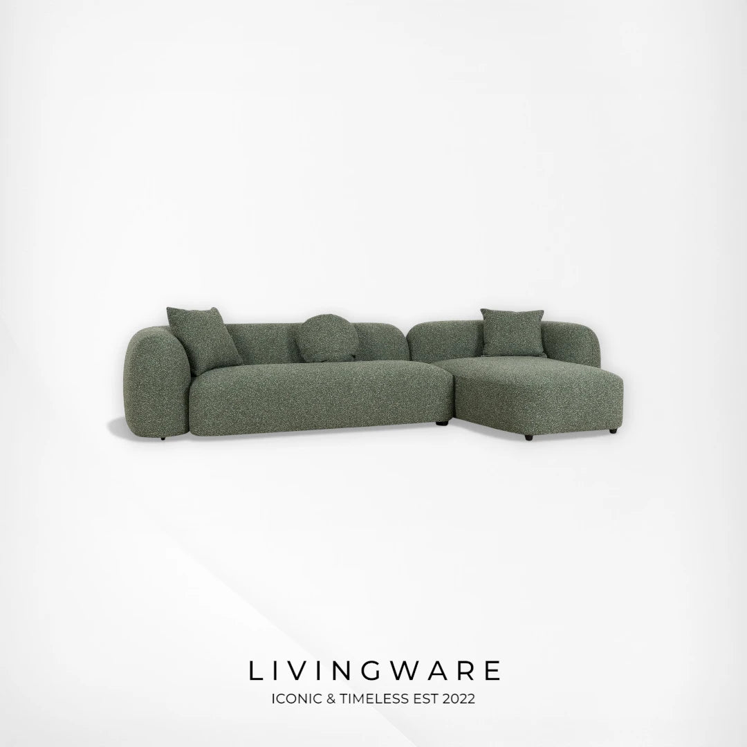 livingware furniture amazon green 3seater right chaise sofa