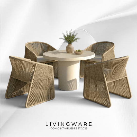 livingware venice 5 pieces 120cm round outdoor dining table